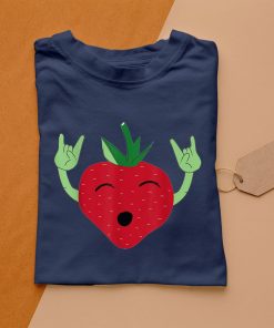 t shirt navy rock and roll strawberry cool strawberry t7SN7