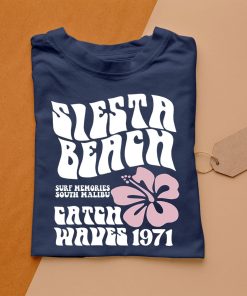 t shirt navy siesta beach surf memories south malibu catch waves 1971 4wSE7