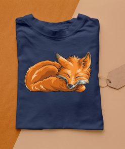t shirt navy sleeping fox animal funny woodland creature uJtfy