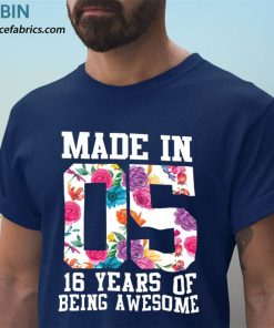 t shirt navy sweet sixteen birthday gift for teenager girls made in 2005 Qx76R