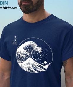t shirt navy the great wave off kanagawa hokusai japanese art YZNX5
