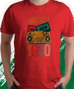 t shirt red 42 compleanno donna uomo 42 anni vintage 1980 maglietta Tu42d