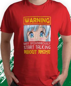 t shirt red advertencia puede comenzar espontC3A1neamente a hablar de anime divertido camiseta ZgDOH