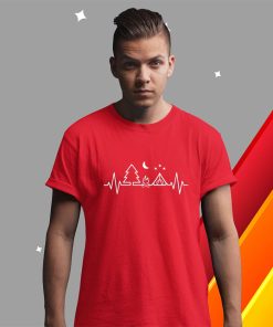 t shirt red camping outdoor heartbeat wildlife nature camper hiking XHV8m