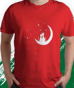 t shirt red chats regardant les C3A9toiles motif romantique chat galaxie tEcI1