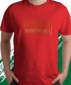 t shirt red flynns arcades 80s retro S84cM