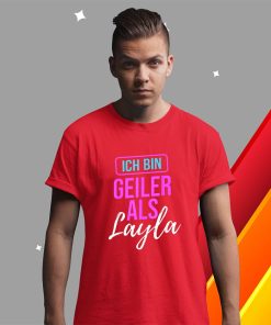 t shirt red ich bin geiler als layla rg0SH