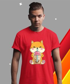 t shirt red japanese shiba inu Qc3aG