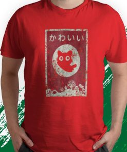 t shirt red kawaii cat japanese black anime cat 5TRgH