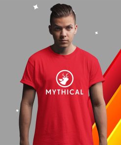 t shirt red mythical white logo kdTWV