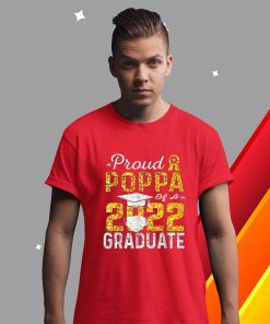 t shirt red proud poppa of a 2022 graduate face mask D3J5p