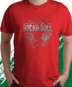 t shirt red rock 26 roll guitar wings music eFUld