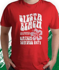 t shirt red siesta beach surf memories south malibu catch waves 1971 6nrcS