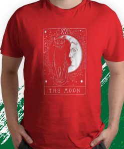 t shirt red tarot card crescent moon and cat graphic pqfgl