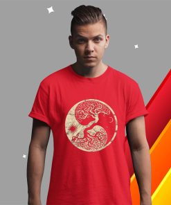 t shirt red viking tree yggdrasil odin norse mythology midgard thor td1EC