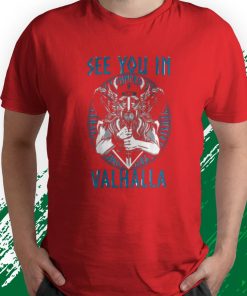 t shirt red viking warrior sword valhalla runes norse compass TYqMW