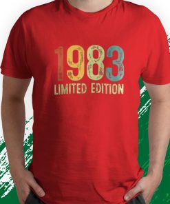 t shirt red vintage 1983 38 anni compleanno uomo donna regalo divertente maglietta B573V