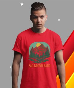t shirt red zac brown band mountain logo AYLd3
