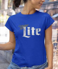 t shirt royal miller lite beer distressed text logo Lgghe