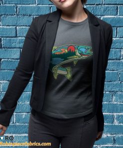 t shirt sport grey nature trout illustration vintage fly fishing retro graphic B0lnF