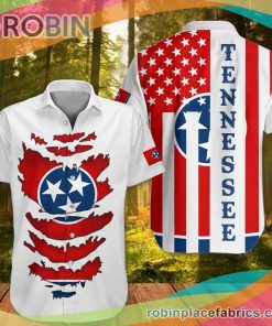 Tennessee Casual Button Down Hawaiian Shirt Flag Of State Tennessee Apparel Button Up Shirt