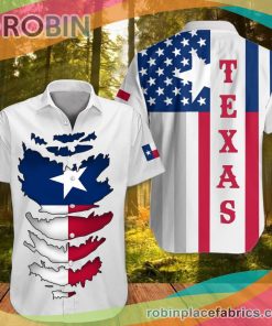Texas Casual Button Down Hawaiian Shirt Patriotic Texas Flag Button Up Shirt Texan Clothing