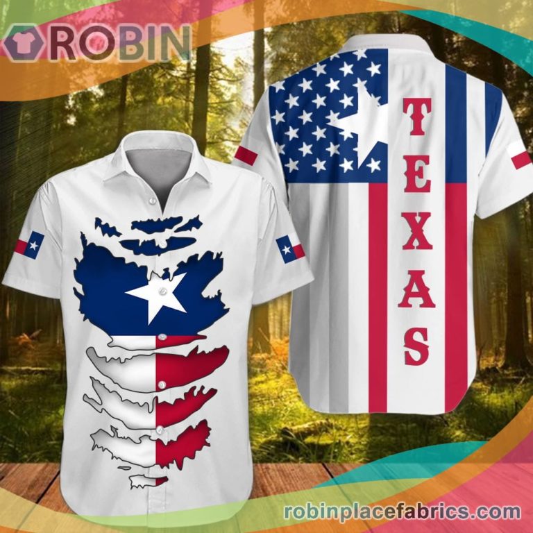 Texas Casual Button Down Hawaiian Shirt Patriotic Texas Flag Button Up Shirt Texan Clothing