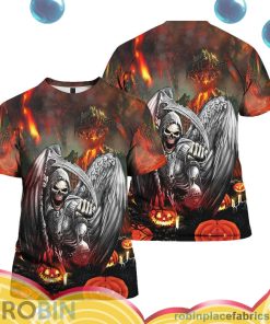 the grim reaper watcher of time halloween all over print aop shirt t shirt Mo8hI