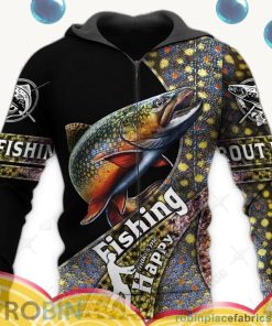 trout fishing make me happy all over print aop shirt zip hoodie qQjHH