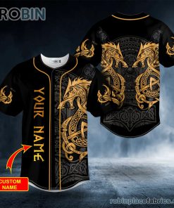 twin dragon viking yellow tattoo custom baseball jersey 13 bYb8q