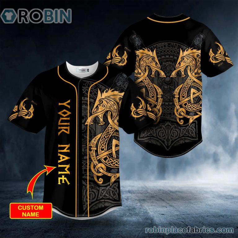 Twin Dragon Viking Yellow Tattoo Custom Baseball Jersey