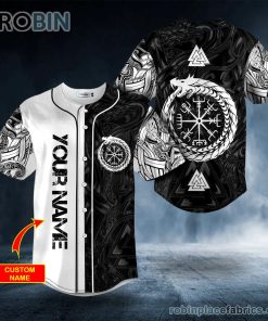 vegvisir jormungandr world serpent norse mythology dragon viking custom baseball jersey 12 28fhw