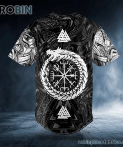 vegvisir jormungandr world serpent norse mythology dragon viking custom baseball jersey 404 lppNa