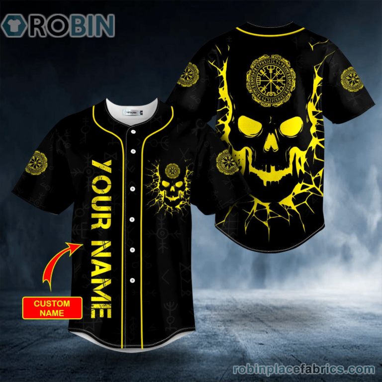 Viking Compass Yellow Skull Custom Baseball Jersey