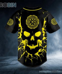 viking compass yellow skull custom baseball jersey 402 P25ei