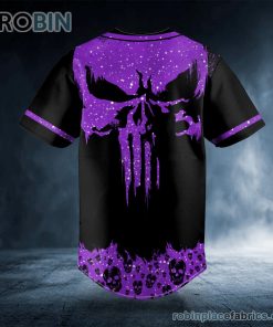 Violet Punisher Skull Custom Baseball Jersey Violet Punisher Skull Custom Baseball Jersey