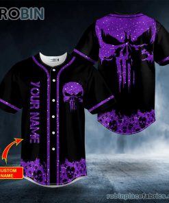 violet punisher skull custom baseball jersey 9 HRYXP