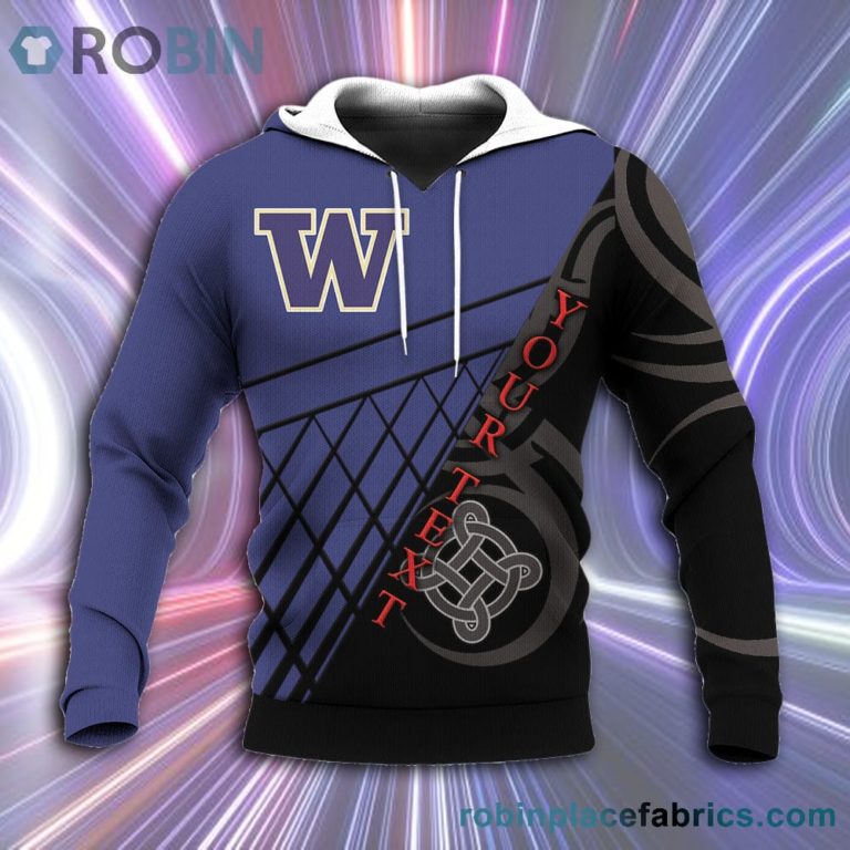 Washington Huskies All Over Print 3D Hoodie Pattern Celtic – NCAA