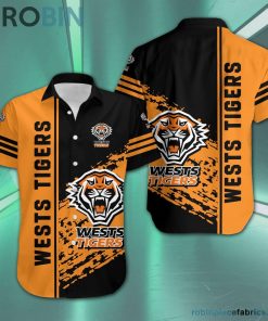 Wests Tigers – NRL Short Sleeve Button Down Hawaiian Shirt Wests Tigers – NRL Short Sleeve Button Down Hawaiian Shirt