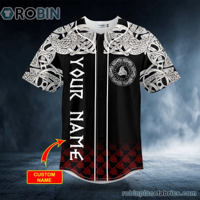 White Odin Viking King Tribal Tattoos Custom Baseball Jersey