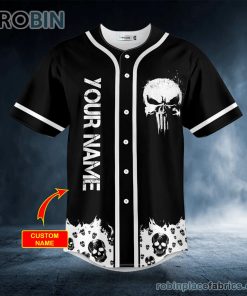 white punisher skull custom baseball jersey 208 BmXDB