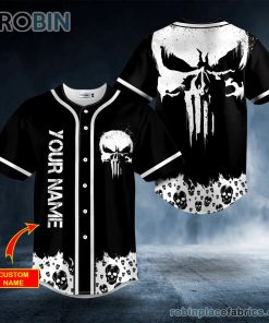 white punisher skull custom baseball jersey 6 FzRIm