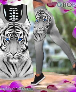 White Tiger Tank Top Legging Set
