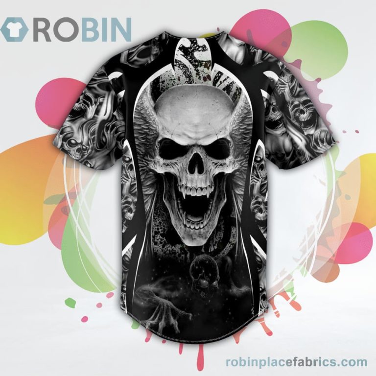 Winged Zombie Monster Skull Baseball Jersey RB1992