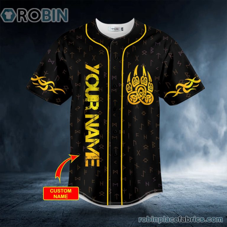 Yellow Bear Viking Tattoo Custom Baseball Jersey