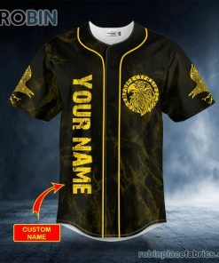 yellow raven viking skull custom baseball jersey 206 1hY7O