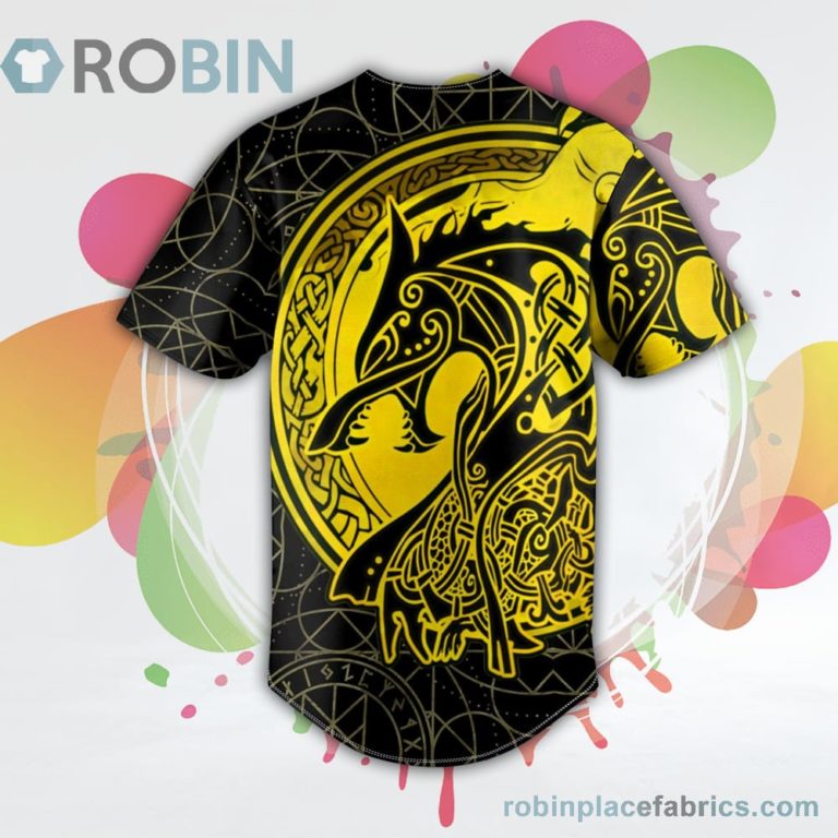 Yellow Viking Wolf Tattoo Baseball Jersey RB1886