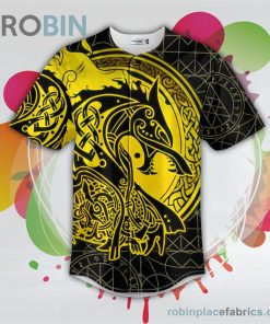 yellow viking wolf tattoo baseball jersey rb188691 JXF7N
