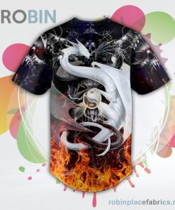 Yin-Yang Dragons Fire Skull Baseball Jersey RB9714