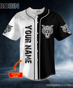 yinyang wolf viking tattoo custom baseball jersey 393 2NVNP